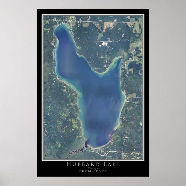 Mapa de Posters por satélite del lago Hubbard Mich (Frente)