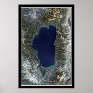 Mapa de Posters por satélite del lago Tahoe Califo