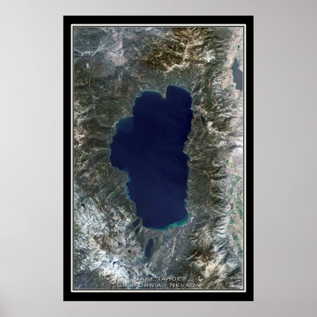 Mapa de Posters por satélite del lago Tahoe Califo (Frente)