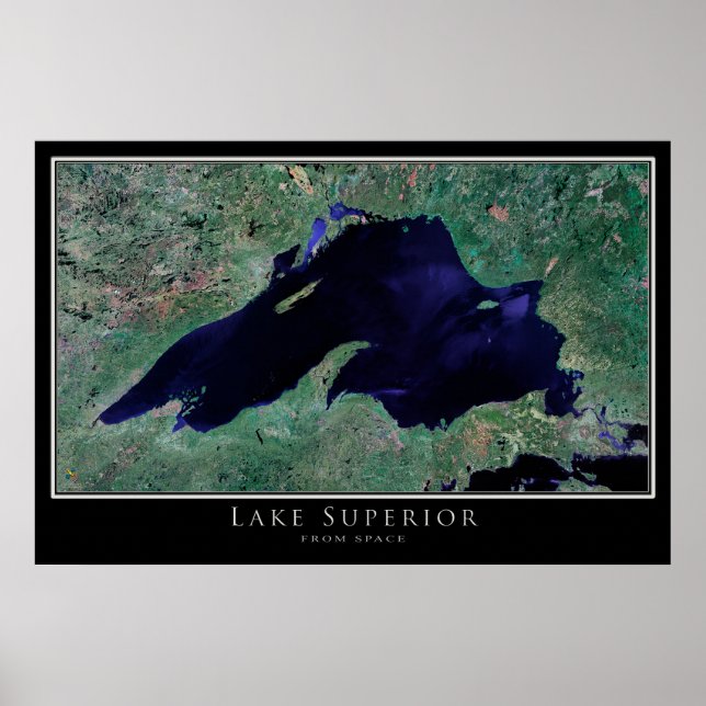 Mapa de Posters por satélite superior del lago (Frente)