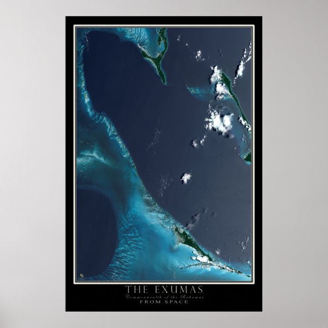 Mapa de Posters satelitales de Bahamas de Exumas (Frente)