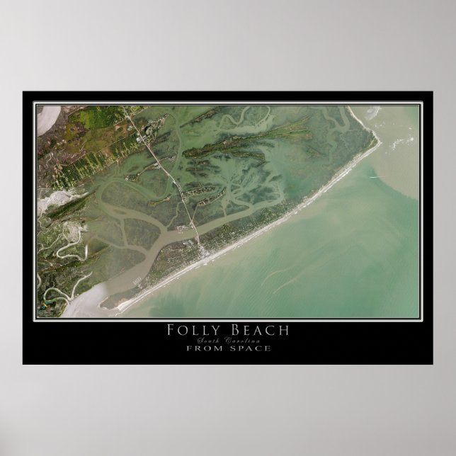 Mapa de Posters satelitales de Folly Beach South C (Frente)