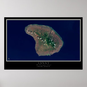 Mapa de Posters satelitales de Hawái en la isla de