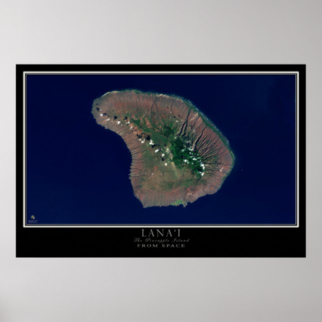 Mapa de Posters satelitales de Hawái en la isla de (Frente)