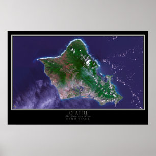 Mapa de Posters satelitales de Hawái en la isla de