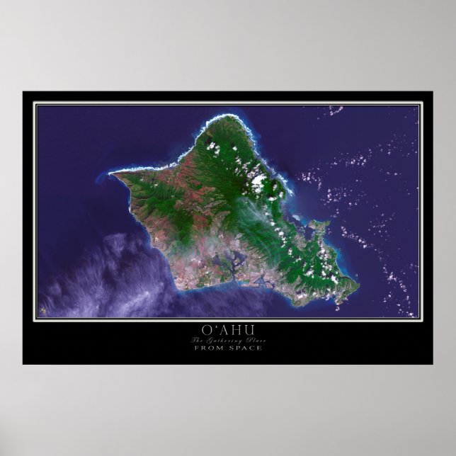 Mapa de Posters satelitales de Hawái en la isla de (Frente)
