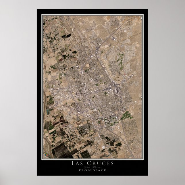 Mapa de Posters satelitales de Las Cruces Nuevo Mé (Frente)
