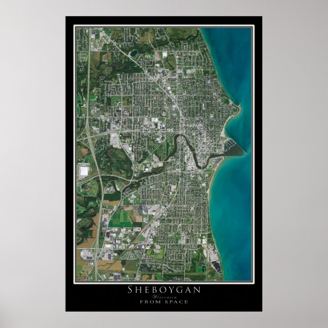 Mapa de Posters satelitales de Sheboygan Wisconsin (Frente)