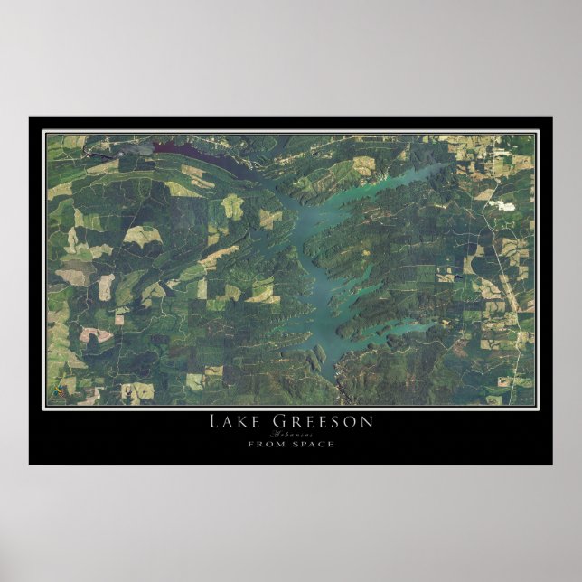 Mapa de Posters satelitales del lago Greeson Arkan (Frente)
