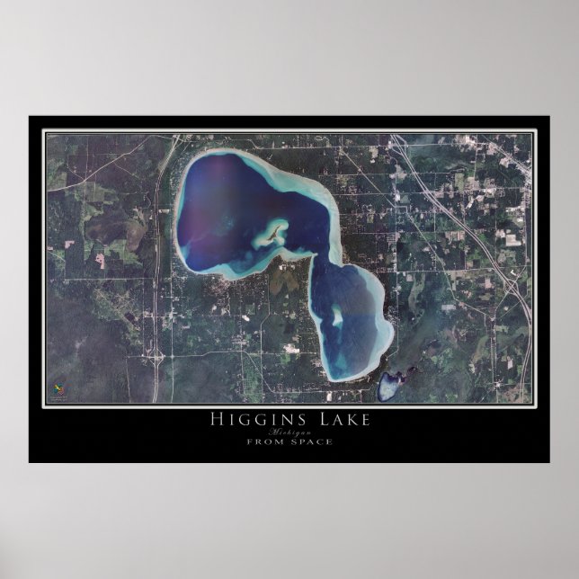 Mapa de Posters satelitales del lago Higgins (Frente)