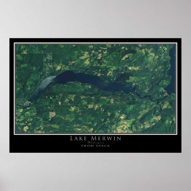 Mapa de Posters satelitales del lago Merwin Washin (Frente)