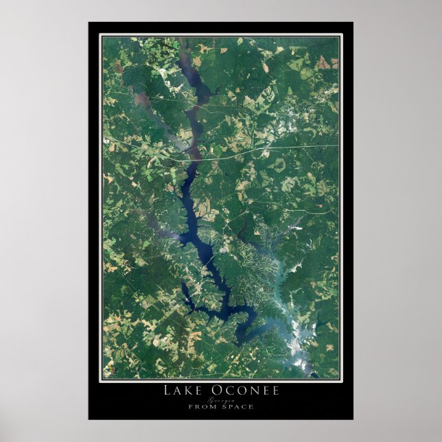 Mapa de Posters satelitales del Lago Oconee Georgi (Frente)