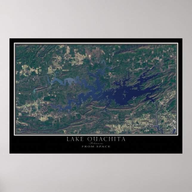 Mapa de Posters satelitales del lago Ouachita Arka (Frente)