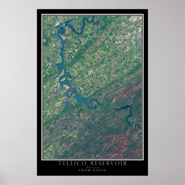 Mapa de Posters satelitales del lago Tellico Tenne (Frente)