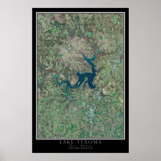 Mapa de Posters satelitales en el lago Texoma Texa (Frente)