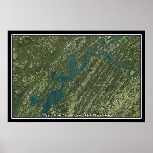 Mapa de Posters satelitales Watts Bar Lake Tenness (Frente)