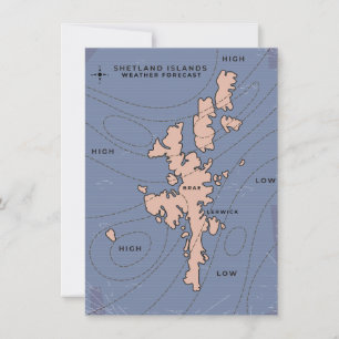 Mapa de pronóstico del tiempo de las Islas Shetlan