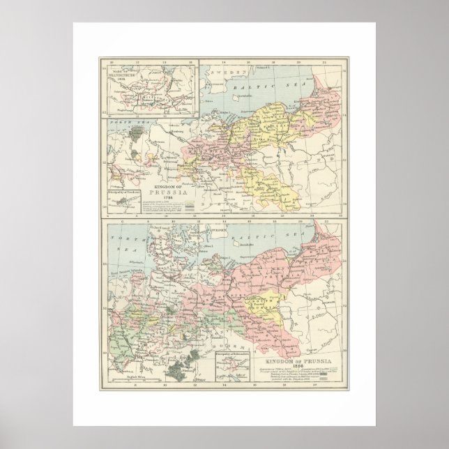 Mapa de Prusia en impresión de 1866 (Frente)