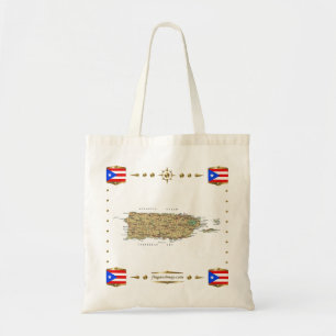 Mapa de Puerto Rico + Bolso de las banderas