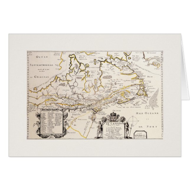 Mapa de Quebec Nueva Francia Canadá por Franceses (Anverso (Horizontal))