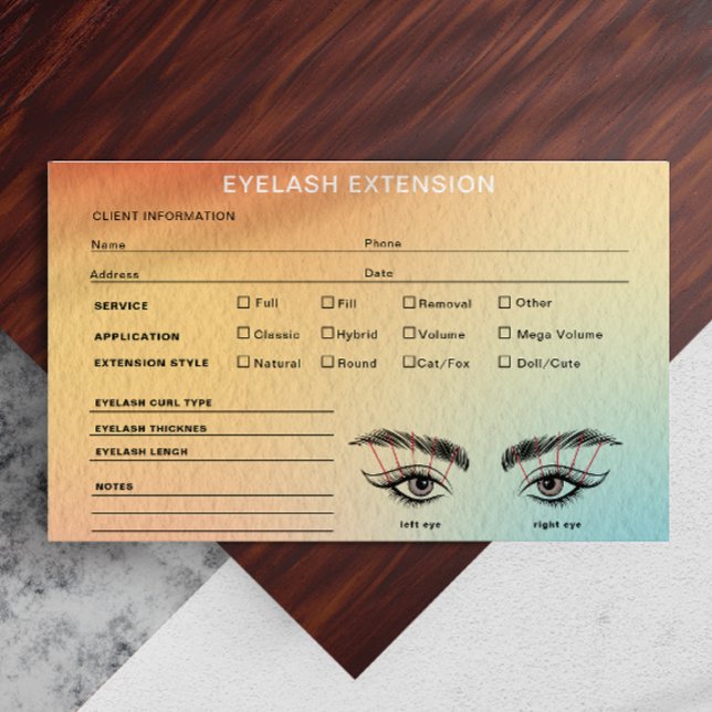 Mapa de registro de cliente de degradado holográfi (Holographic Gradient Lash Client Record Map)