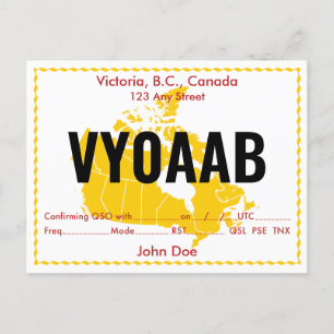 Mapa de Retro Canadá de tarjeta QSL