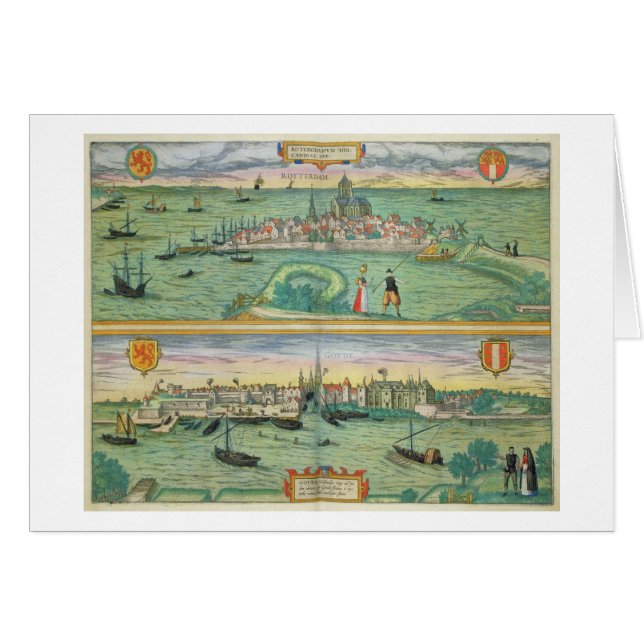 Mapa de Rotterdam y del Gouda, de 'Civitates Orbis (Anverso (Horizontal))