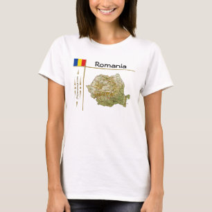 Mapa de Rumania + bandera + camiseta de título