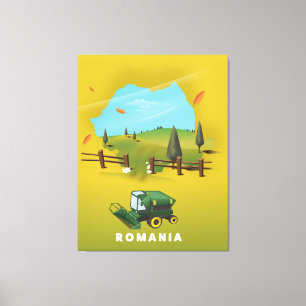 Mapa de Rumania poster de impresión ilustrado.