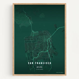 Mapa de San Francisco Impreso en Póster para Regal