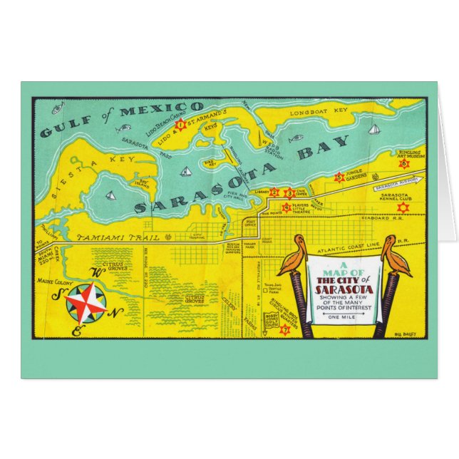 Mapa de Sarasota Vintage (Anverso (Horizontal))