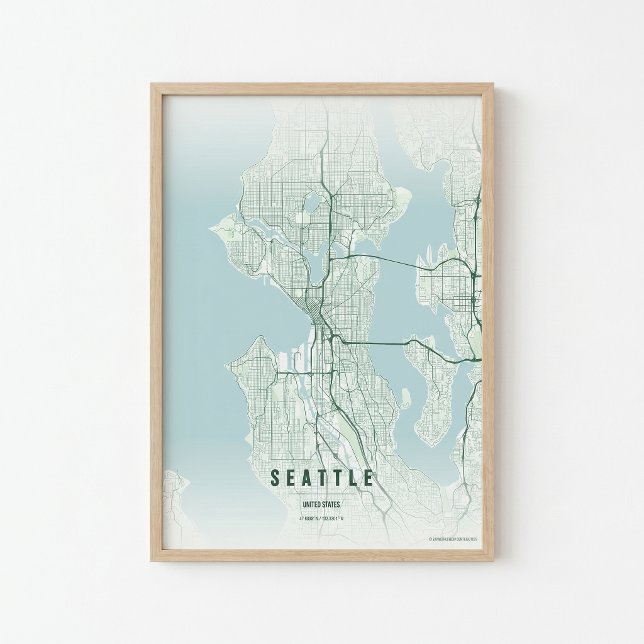 Mapa de Seattle Impresión Arte de Pared Ciudad de  (Subido por el creador)