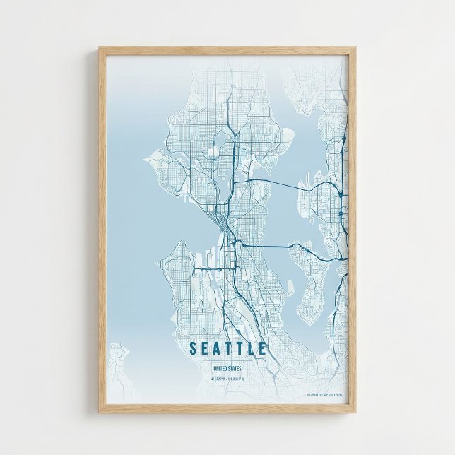 Mapa de Seattle Océano Impresión Ciudad de Washing (Subido por el creador)