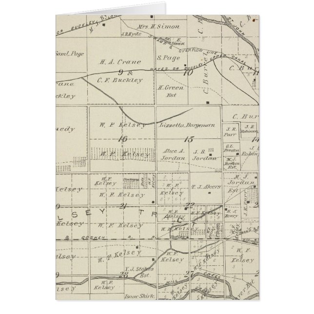Mapa de sección del condado de Tulare T18S R24E (Frente)