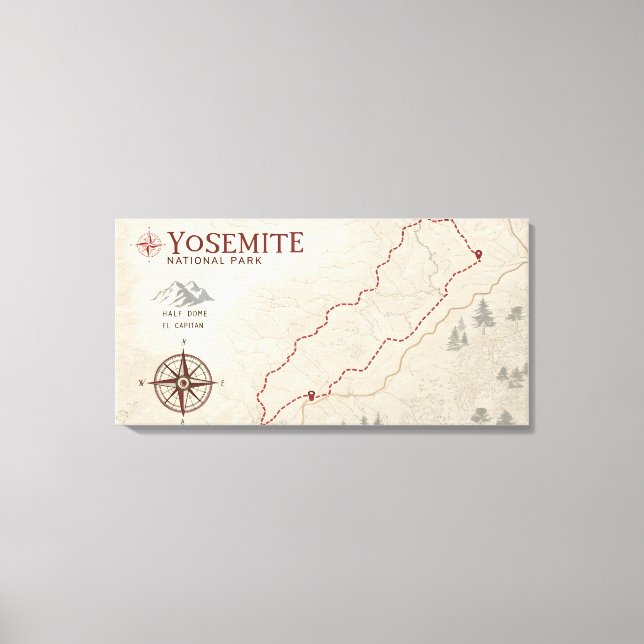 Mapa de senderos de Yosemite en impresión (Anverso)