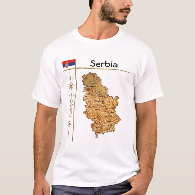 Mapa de Serbia + Bandera + Cargo camiseta (Anverso)