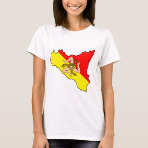 Mapa de Sicilia con la camiseta del símbolo de Tri