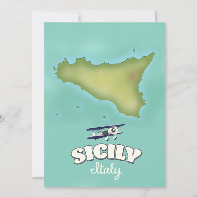 Mapa de Sicilia Italia estilo vintage (Anverso)