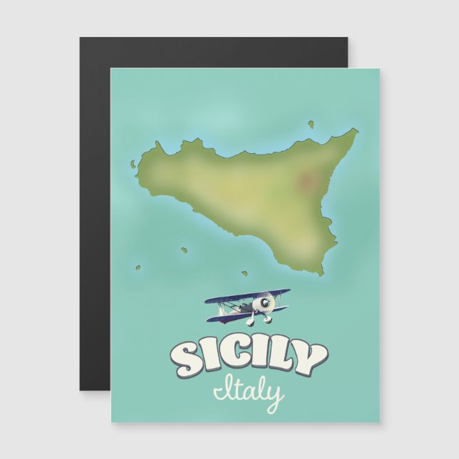 Mapa de Sicilia Italia estilo vintage (Anverso/Reverso)