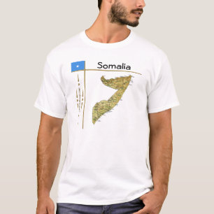 Mapa de Somalia + bandera + camiseta de título