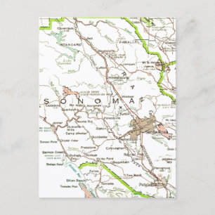 Mapa de Sonoma County CA Tarjeta Postal