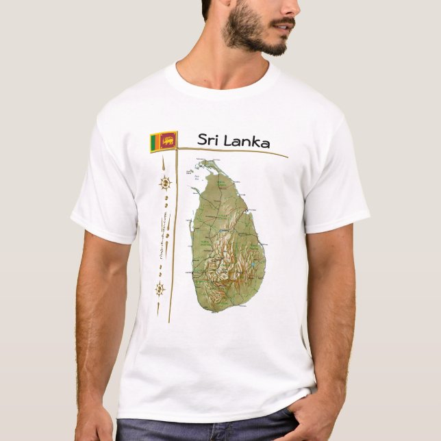 Mapa de Sri Lanka + bandera + camiseta con título (Anverso)