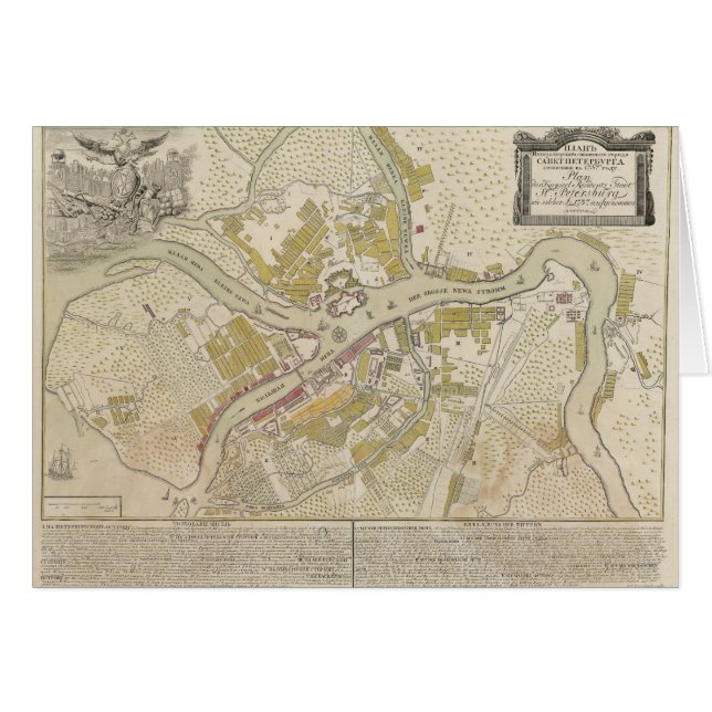 Mapa de St Petersburg Rusia, 1737 (Anverso (Horizontal))