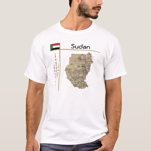 Mapa de Sudán + Bandera + Cargo camiseta (Anverso)