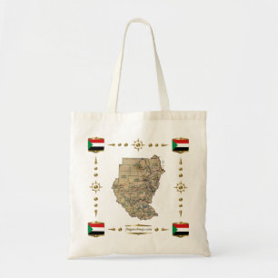 Mapa de Sudán + Bolsa de banderas