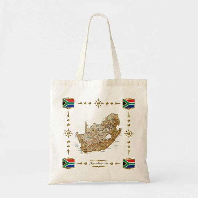 Mapa de Suráfrica + Bolso de las banderas (Frente)