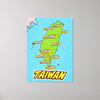 Mapa de Taiwán ilustrado con arte pop