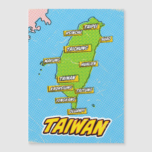 Mapa de Taiwán ilustrado con arte pop