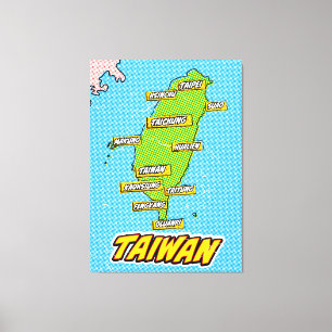 Mapa de Taiwan ilustrado por arte pop