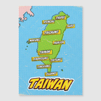 Mapa de Taiwan ilustrado por arte pop